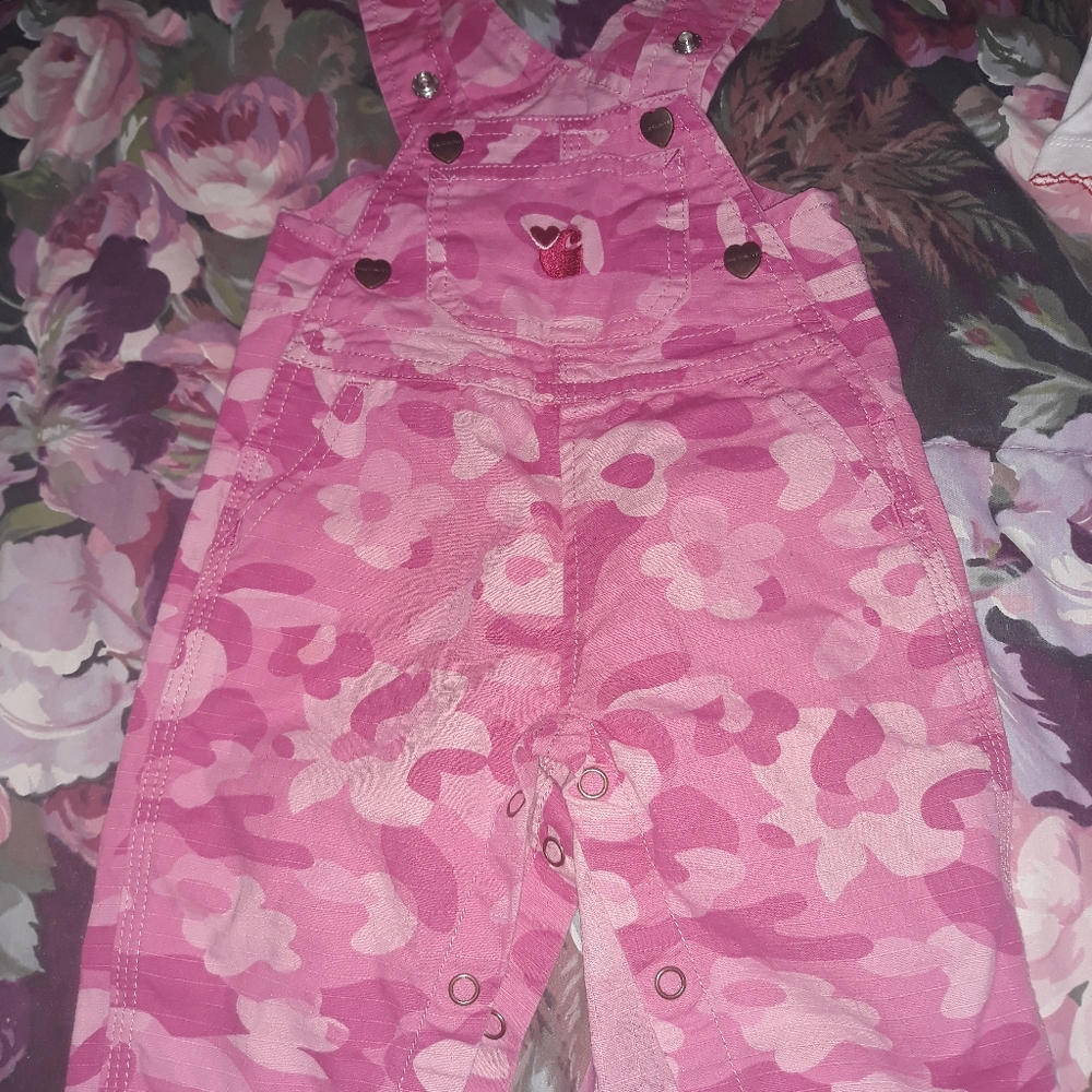 Girls carhartt pink camo overalls